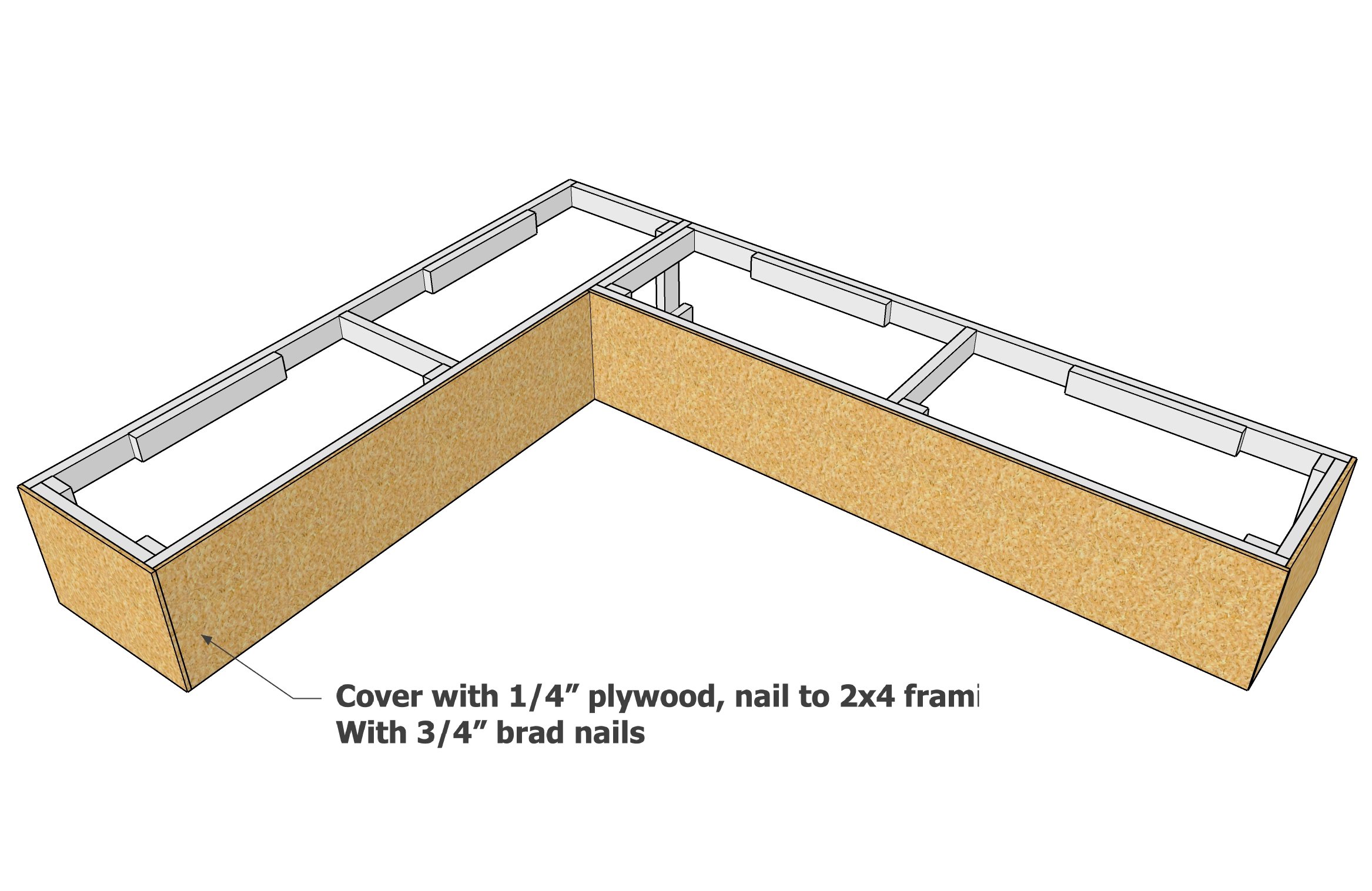 Banquette Bench With Flip Up Storage Customizable Size And Shape   Banquette 2x4 Frame Step 6 